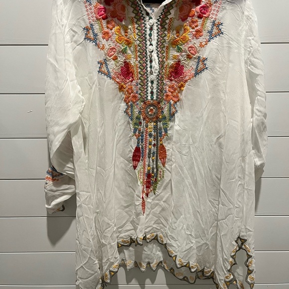 Johnny Was Festival Long-Sleeve Embroidered Georgette Tunic - Picture 4 of 14